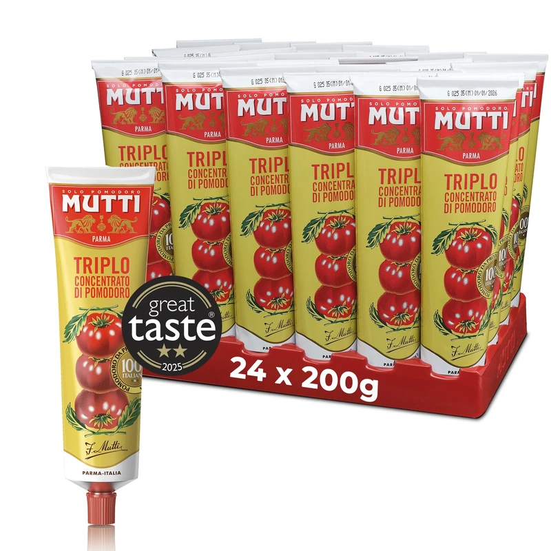 Mutti – Triple Concentrate Tomato Puree, Tomato Concentrate, 200g, (Pack of 24)