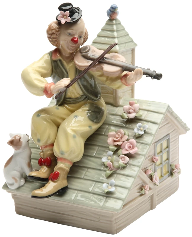 Cosmos Gifts 20867 Clown with Violin Musical Ceramic Figurine, 6-1/4-Inch, Yellow - Image 1
