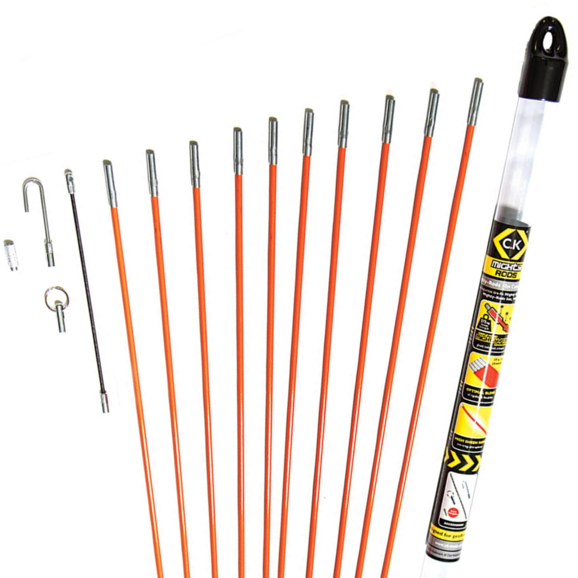 C.K T5410 Mighty Cable Rod Set, Set of 14 Pieces, orangewhite