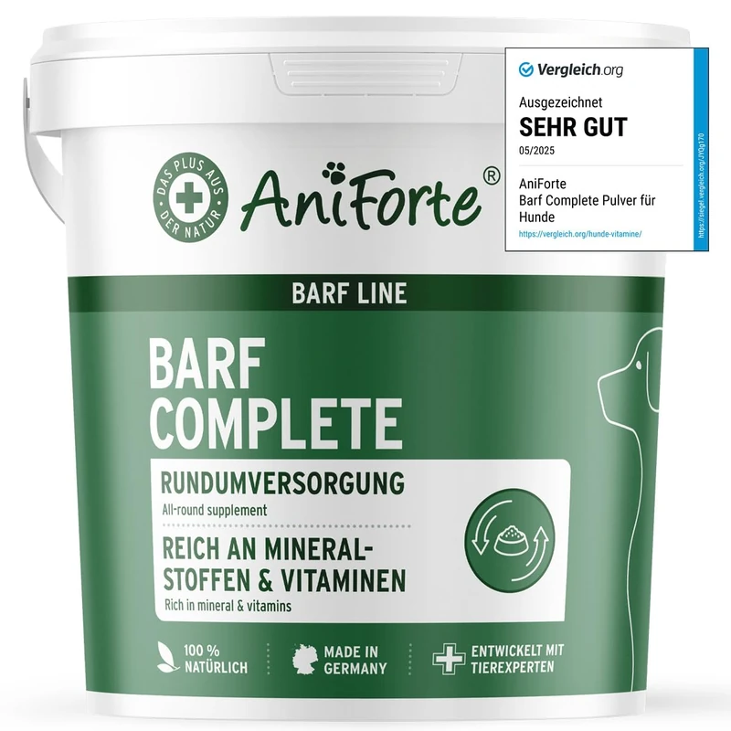 AniForte BARF Complete 1000g for Dogs - 100% Natural Barf Supplement with Minerals, Vitamins and Herbs - Premium Quality, Rich in Calcium & Ideal as Daily All-Round Care for Raw Food Diets