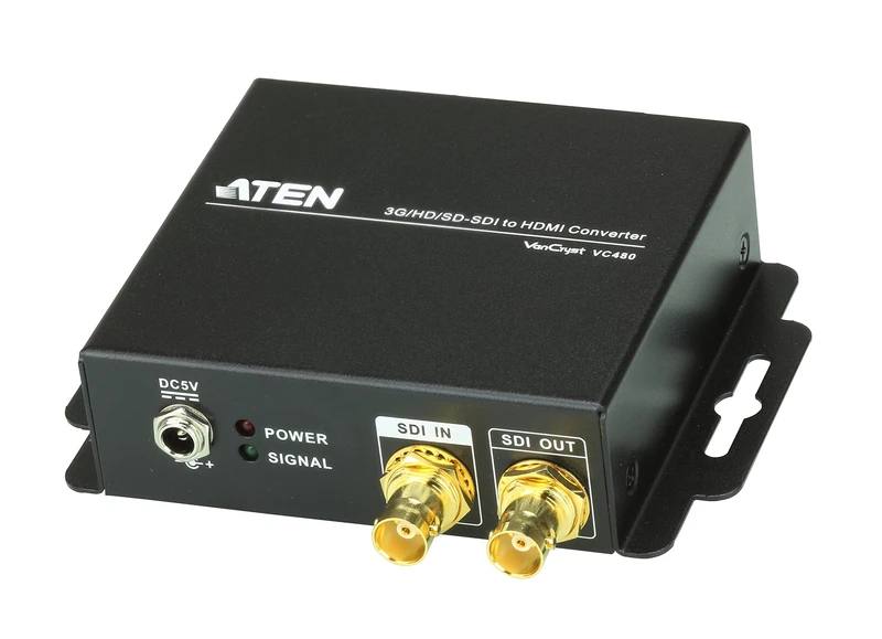 ATEN 3G-SDI to HDMI/Audio Converter VC480 SD-SDI (SMPTE 259M, up to 270Mbps) HD-SDI (SMPTE 292M, 296M, up to 1.485Gbps) 3G-SDI (SMPTE 424M, 425M level A,B, up to 2.97Gbps)