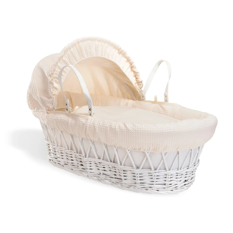 Waffle White Wicker Moses Basket