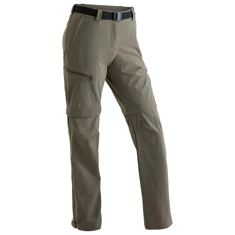 maier sports Women's Nata Functional Outdoor Zip Off Stretch Long Pants - Teak, Large