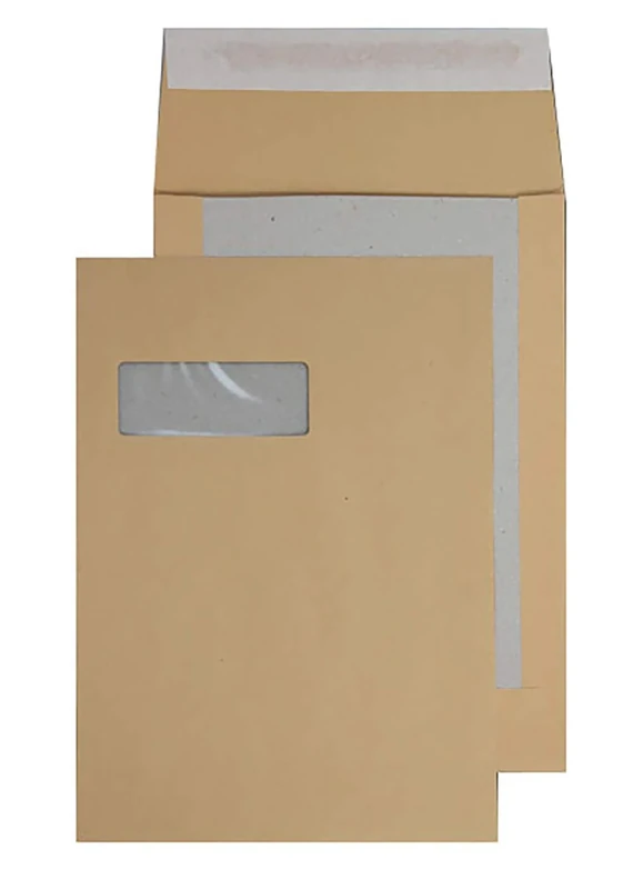 Blake Purely Packaging C4 (A4) 324 x 229 mm Board Back Pocket Peel and Seal Envelopes Window (13901MW) Manilla - Pack of 125