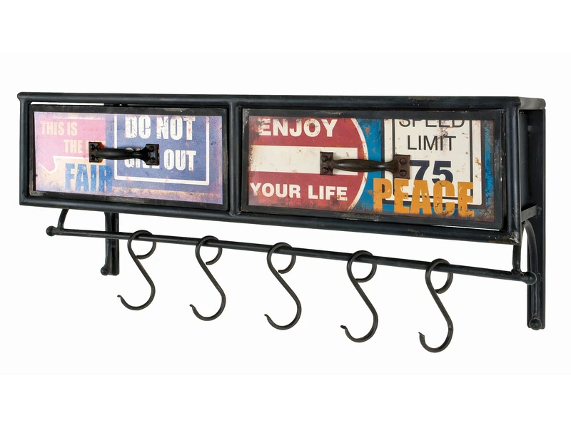 HAKU Möbel Wardrobe Vintage, Metal - Size: W 77 cm X H 34 cm X D 24 cm, Style: Industrial