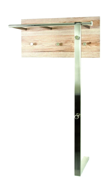 HAKU Möbel Wardrobe Stainless Steel Look, San Remo Oak, Mdf, Metal - Size: W 60 cm X H 107 cm X D 33 cm, Style: Modern