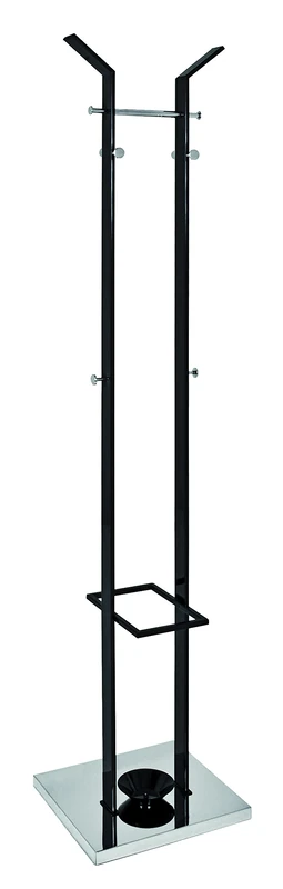 HAKU Möbel Hall-Tree Chrome, Black, Metal - Size: W 37 cm X H 181 cm X D 37 cm, Style: Modern