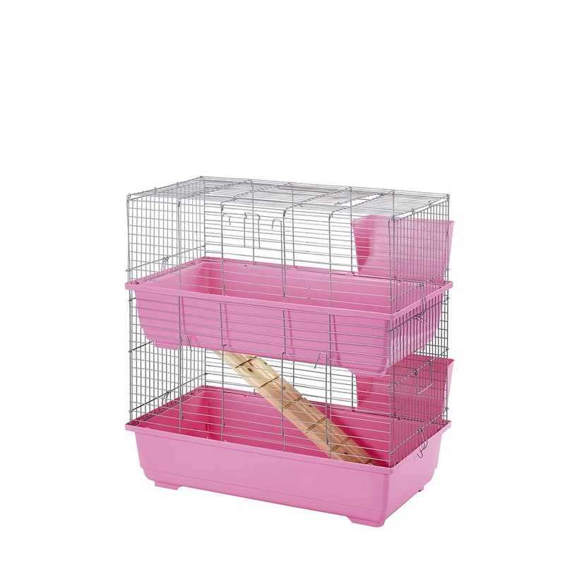 Little Friends Double Tier Rabbit Cage, 80 cm, Pink