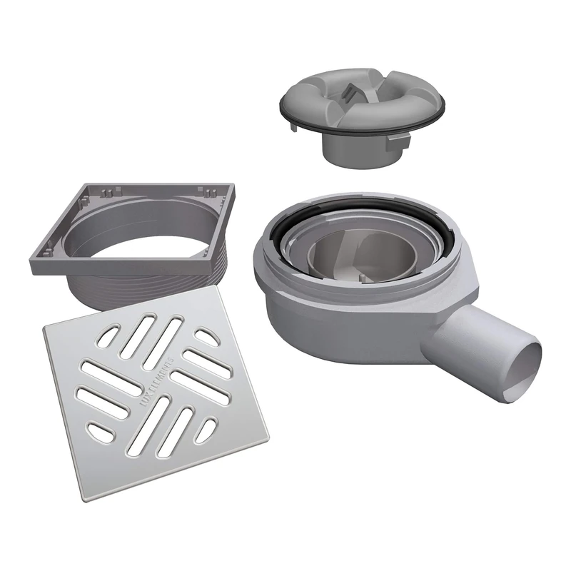 LUX ELEMENTS TUB-BAW-S LTUBE1184 Horizontal Drain Pot with Stainless Steel Grate Grey
