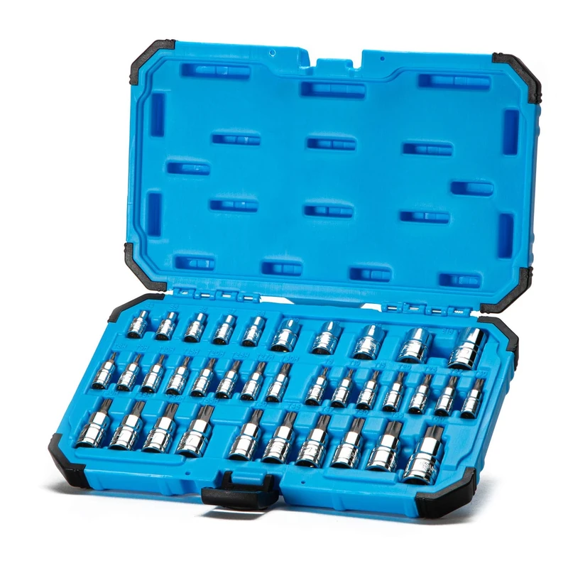 Capri Tools CP30004 30004 S2 Star Torx and External Socket Bit Set 35-Piece, Silver