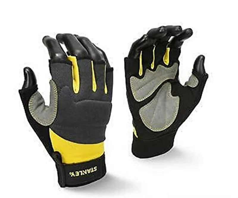 STANLEY Men Sy640l Fingerless performance Glove, Gray/Black/Yellow, L Pack of 2 UK