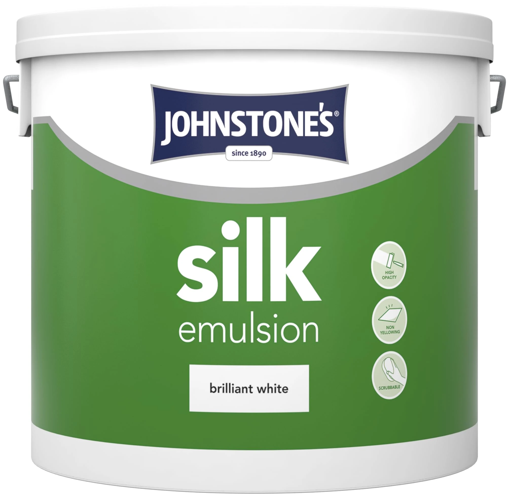 Johnstone's 306759 Silk Emulsion Paint, Brilliant White, 5 l (Pack of 1)