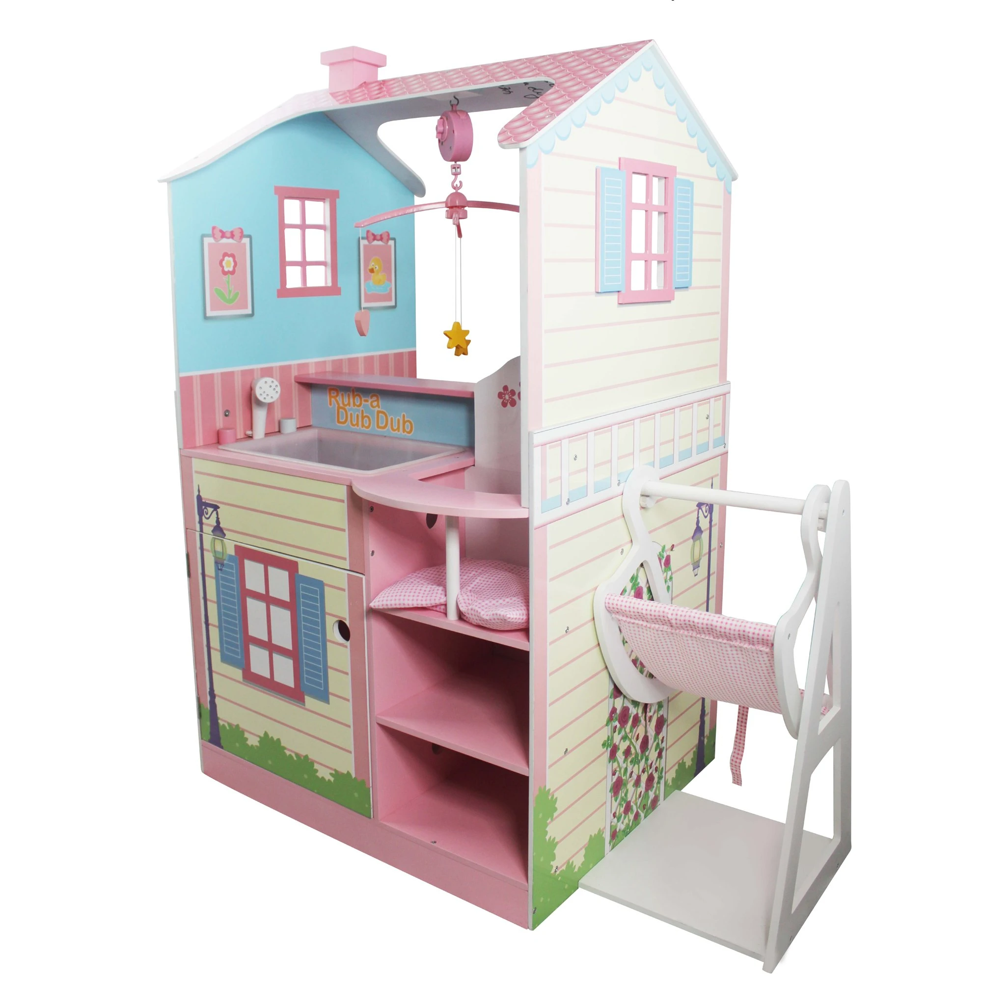 Olivia's Little World Baby Doll Changing Station Dolls House Nursery Playset With Highchair TD-11460A