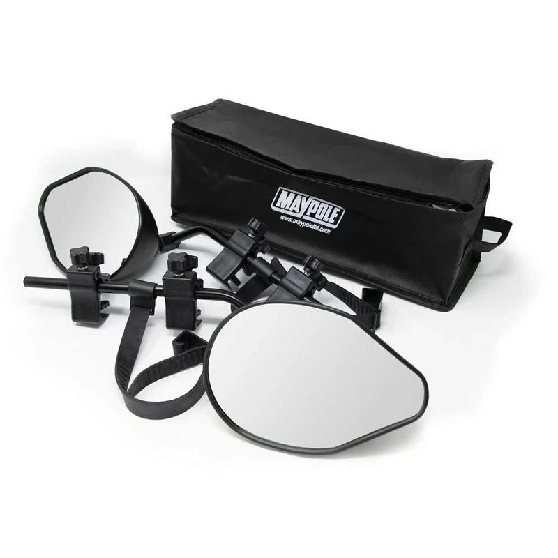 Maypole Pro View Flat Glass Caravan Towing Mirrors, Twin Pack with Storage Bag