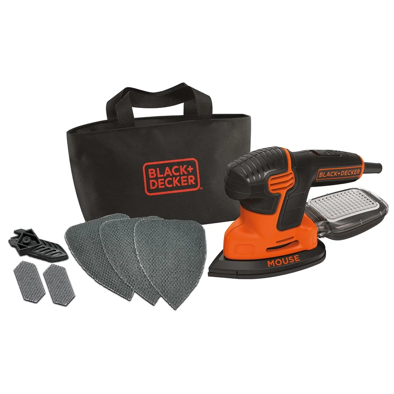 Black + Decker KA2000GB Mouse Sander with Three Mesh Sheets, 120 W, Orange