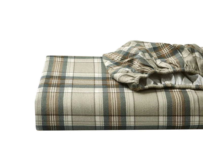 Eddie Bauer - King Sheets, Cotton Flannel Bedding Set, Brushed for Extra Softness, Cozy Home Decor (Edgewood Plaid, King)