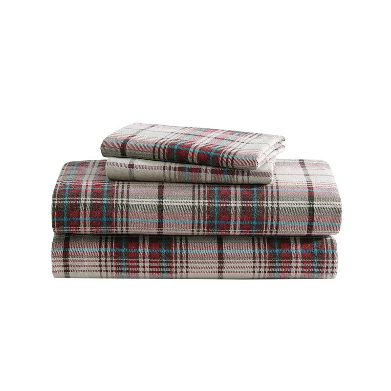 Eddie Bauer - Full Sheet Set, Warm Breathable Cotton Flannel Bedding with Deep Pockets, Brushed for Extra Softness, Cozy Home Decor, Oeko-Tex Certified (Montlake Plaid, Full)