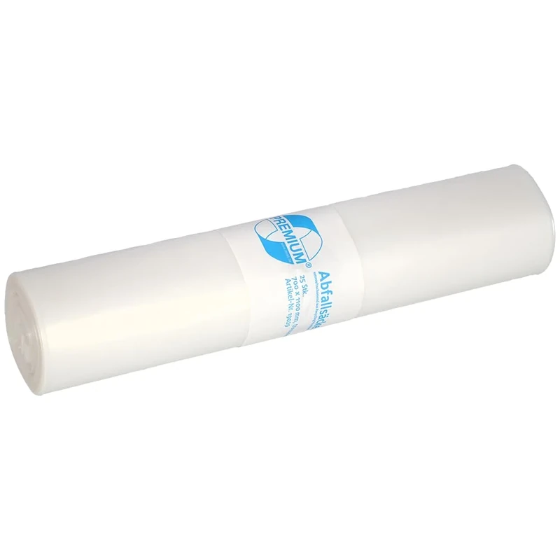 DEISS Premium Transparent Bin Bags, Type 60, 120 L, 10 Rolls, Pack of 250