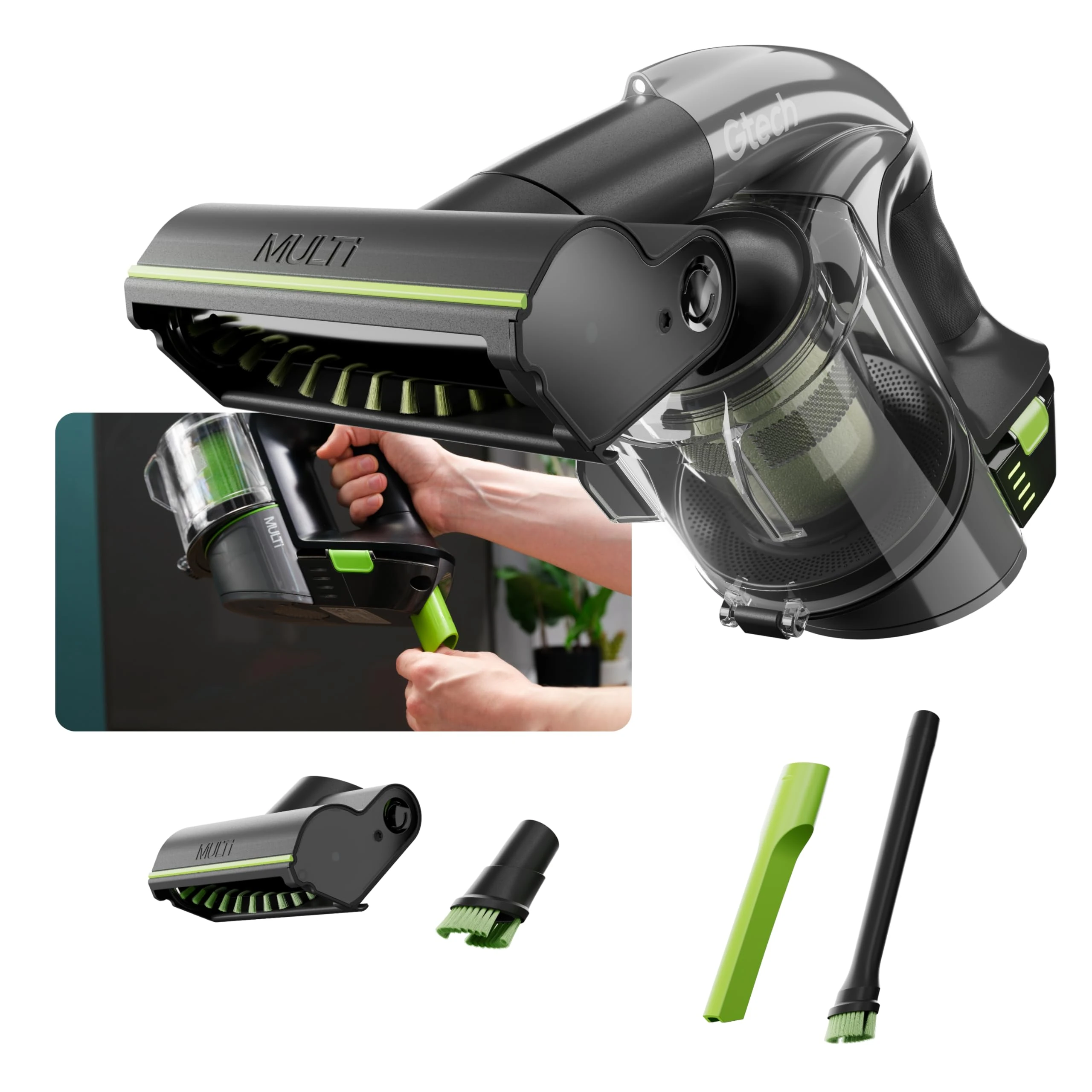 Gtech Multi MK2 | Cordless Handheld Vacuum Cleaner for Cars, Stairs, Home | 22V Li-ion Battery | Powered Brush Bar