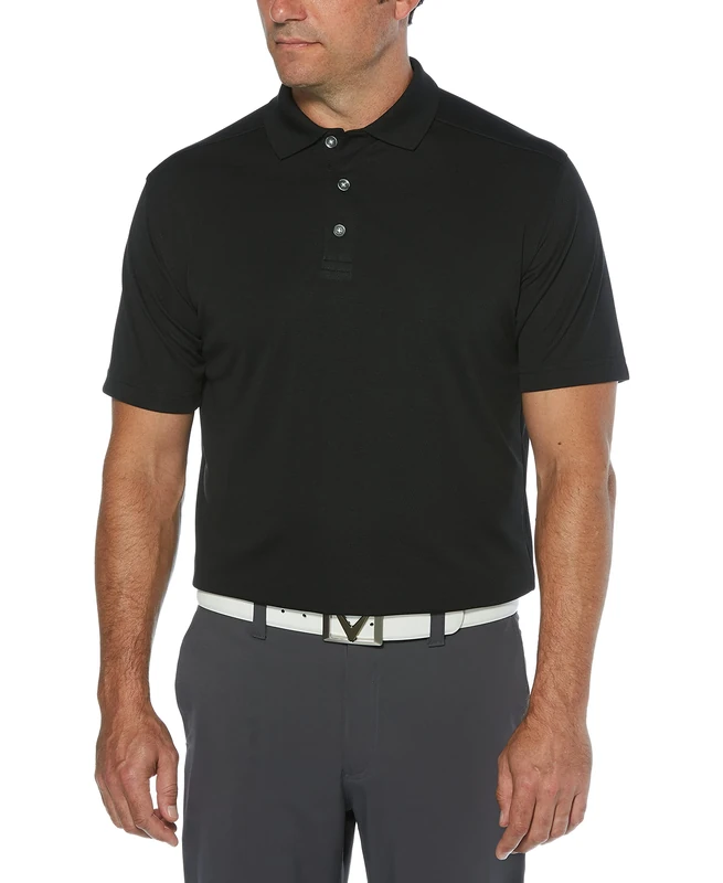 Callaway Men's Big & Tall Golf Performance Short Sleeve Polo Shirt, Black, Large Tall