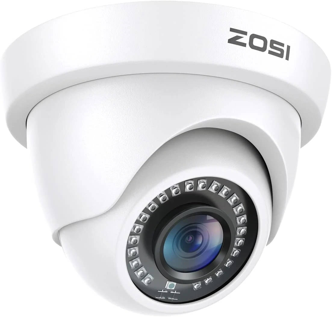 ZOSI 2.0MP 1080P 1920TVL Hybrid 4-in-1 TVI CVI AHD CVBS Security Surveillance CCTV Dome Camera, Weatherproof 80ft IR Day Night Vision For 960H,720P,1080P,5MP,4K analog Surveillance DVR (White)