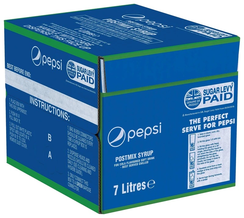 Pepsi Regular Post Mix BIB Syrup for Dispensers - Makes 42 Litres Finished Product - 7 Litres (Packaging may vary)