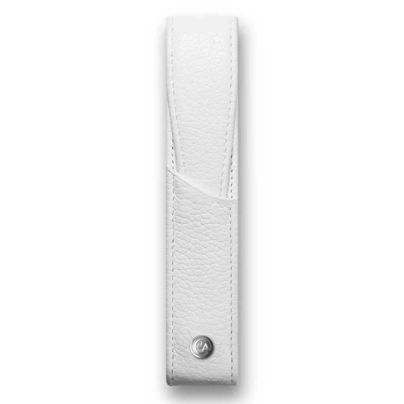 Caran d'Ache Leman Leather Single Pen Case - White, CD6201.001