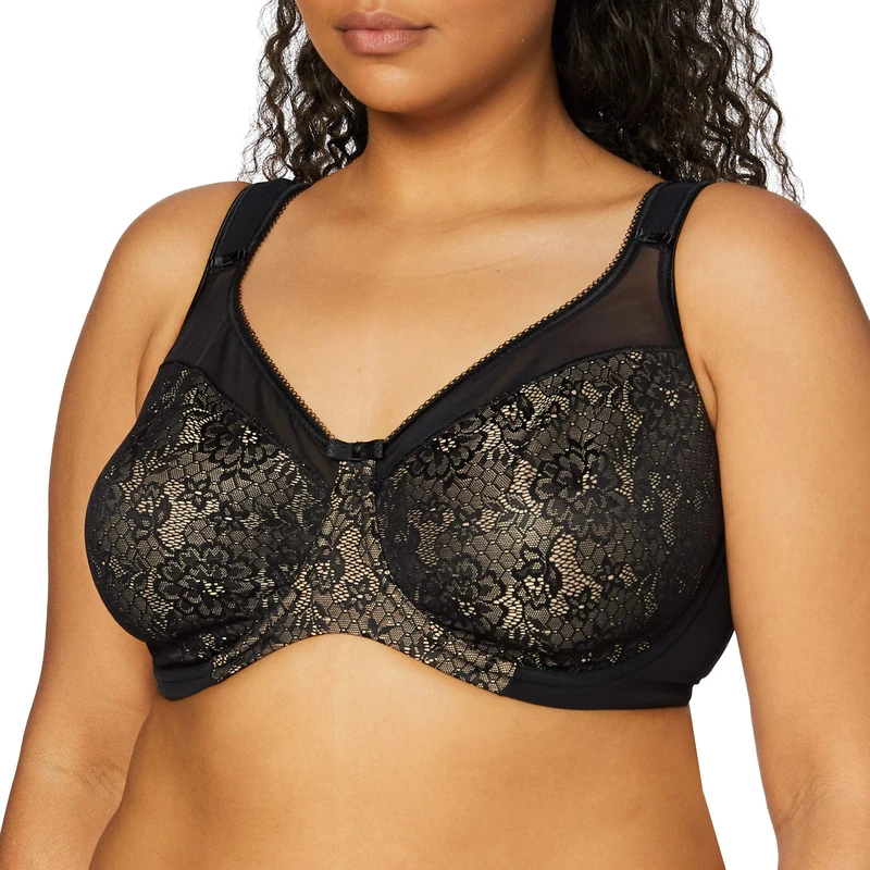 Berlei Women's Beauty Minimiser Everyday Bra, Black/Nude, 36FF