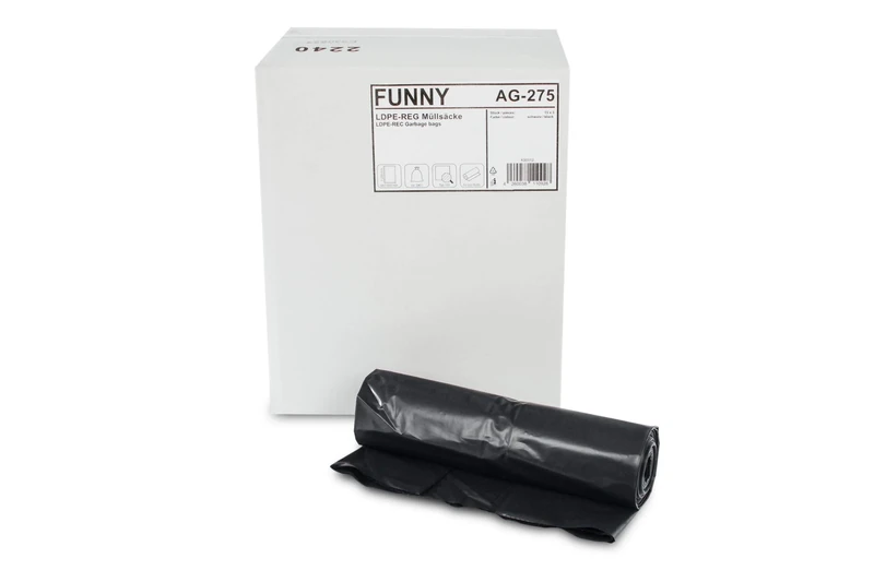 Funny Type 100 Regenerated LDPE Bin Bags 240 L (1 Roll of 75 Bags) Black