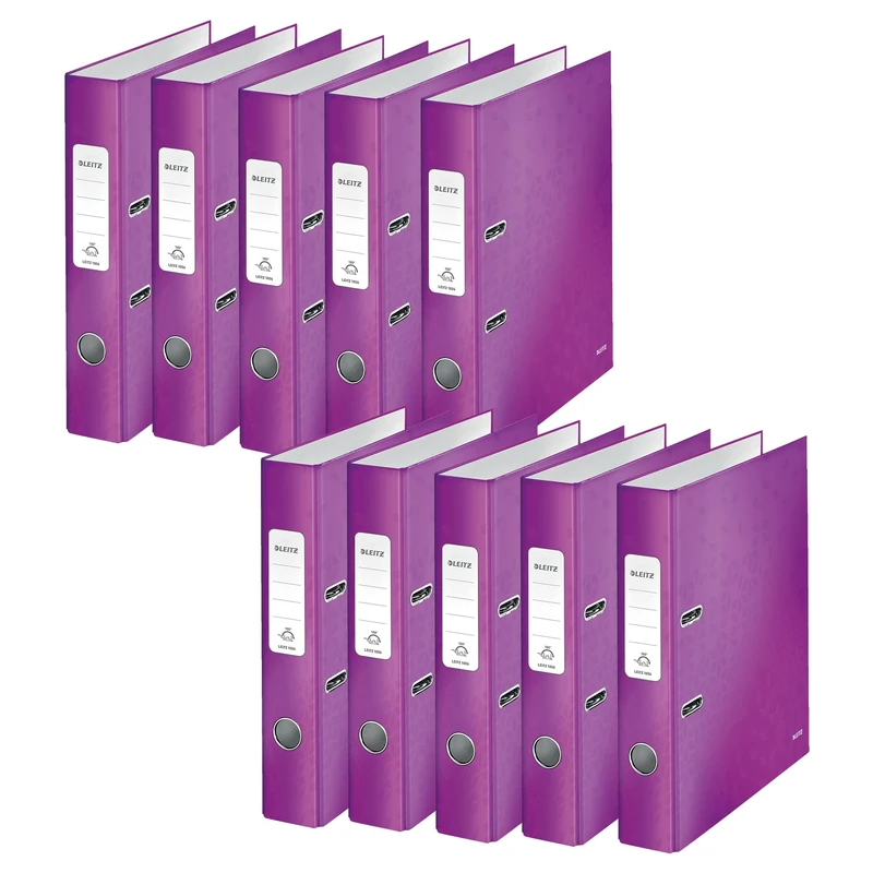 Leitz Wow 1006 A4 50 mm Lever Arch File - Purple, Pack of 10
