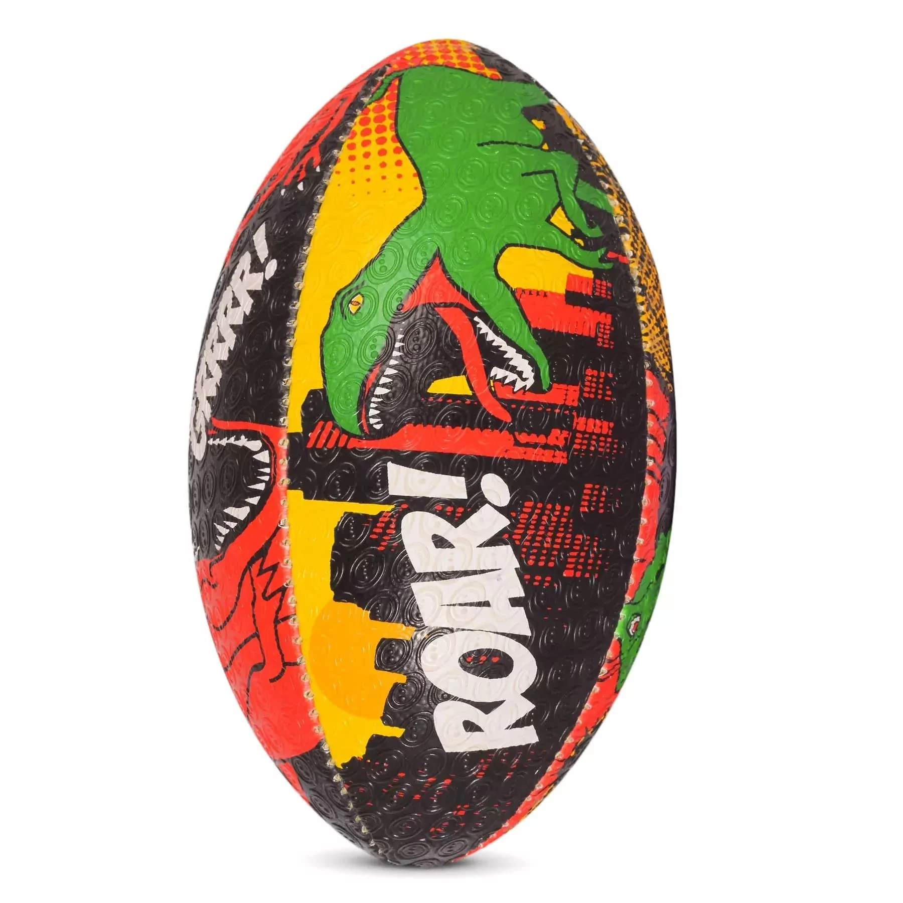 Optimum Rugby Ball - Balanced and Responsive for Accurate Handling and Kicking of Top-Performing Rugby Balls - Perfect for Training and Gameplay - 2-Ply 410g Ball - Dino City - Size 3