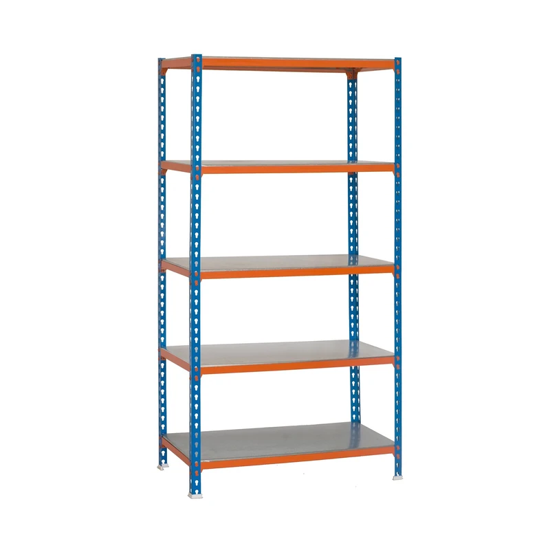 Simon Rack Garage Shelving Units 2000x1100x500 mm, 5 Tier Steel Rack, 200 kg per Shelf, Blue/Orange/Galvanised - Simonclick