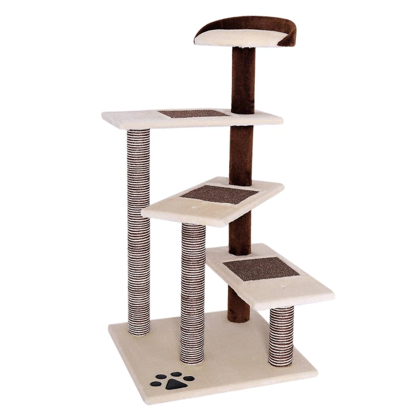 lionto dibea Cat Tree Activity Centre Scratching Post, 100 cm, Beige/Brown