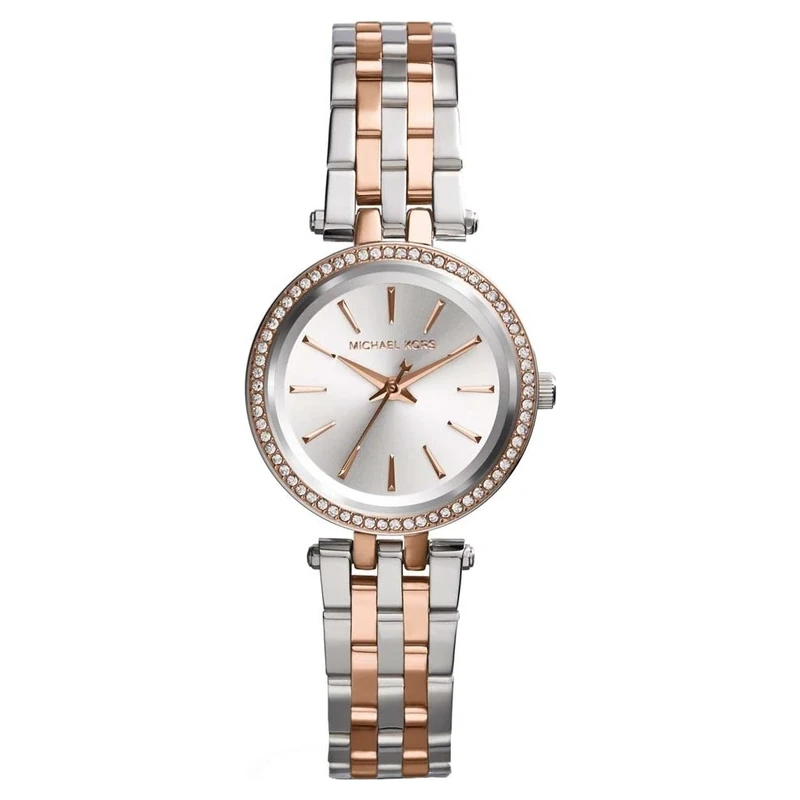 Michael Kors Petite Darci Analogue Quartz Watch with Silver & Rose Gold Tone Stainless Steel Strap for Women MK3298