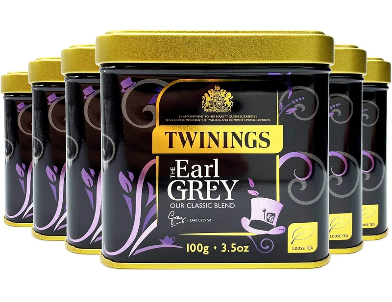 Twinings Earl Grey Loose Tea in Tin 600g (Multipack of 6 x 100g tins) - Image 1