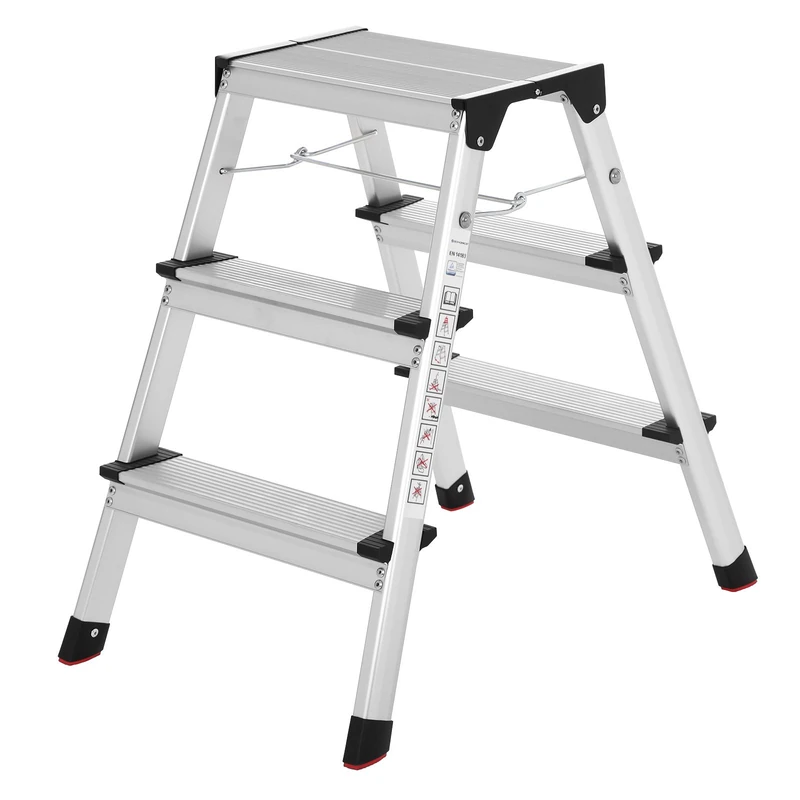 SONGMICS 3 Step Aluminium Ladder - 150 kg Capacity GLT23K