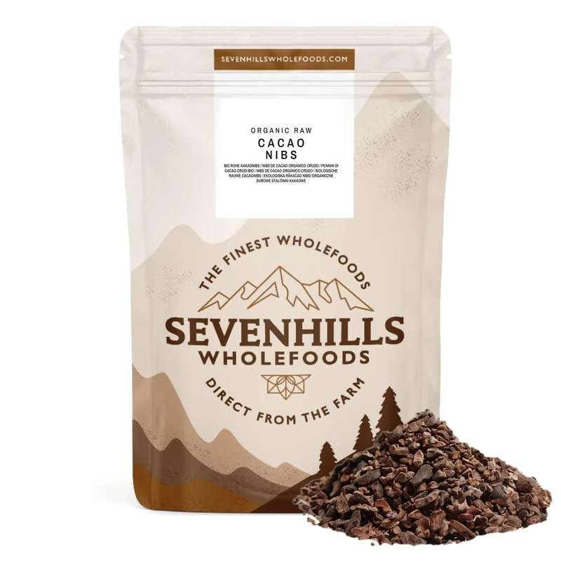 Sevenhills Wholefoods Organic Cacao Nibs, Raw, Peruvian 1kg | High in Manganese and Magnesium | UK Lab tested | Pure & Natural