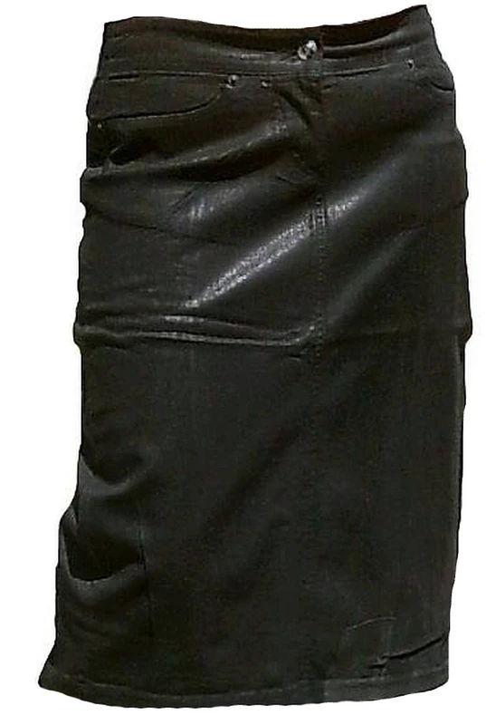 Fornarina Woman Skirt Black Model Supple-STR. Gabardine Skirt Stretch Waxed Leather Optics Rock Star Gothic Designer L W30