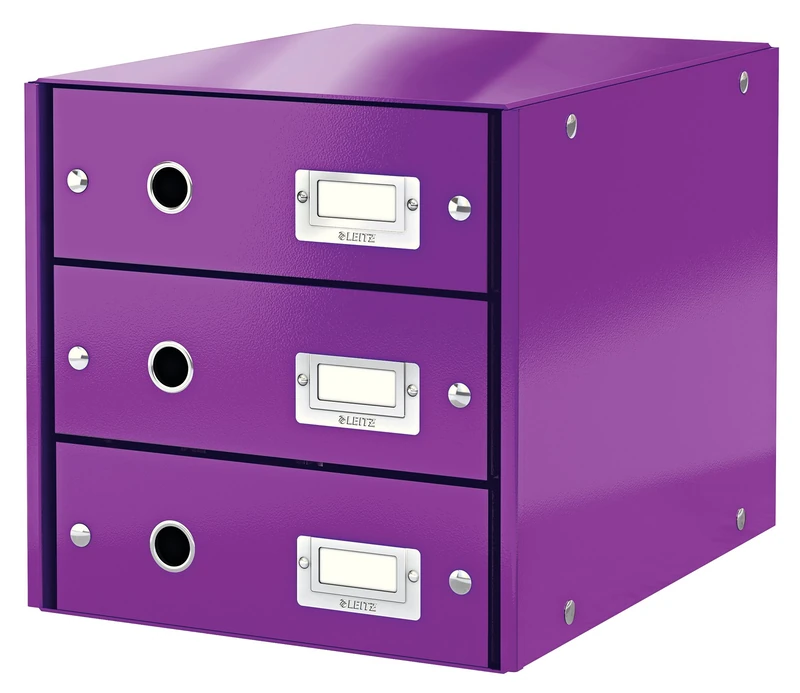 Leitz Drawer Cabinet, 3 Drawers, A4, Click and Store Range 60480062 - Purple