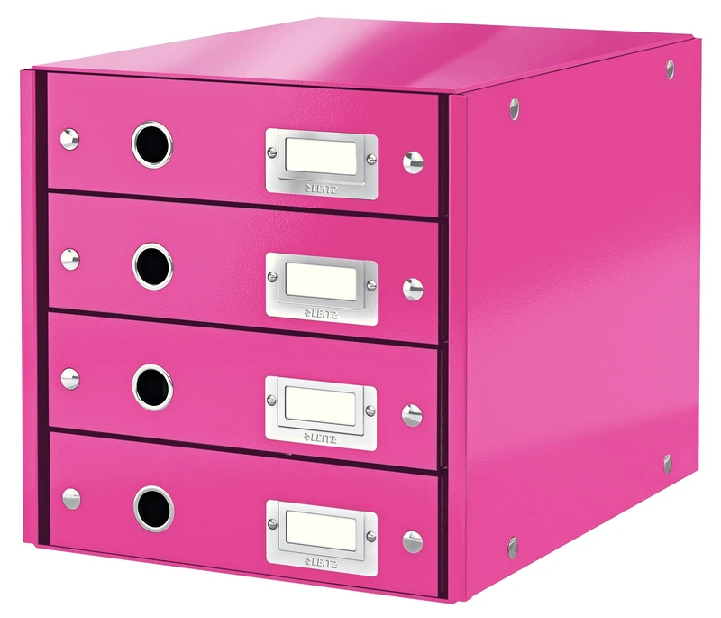 Leitz Drawer Cabinet, 4 Drawers, A4, Click and Store Range 60490023 - Pink