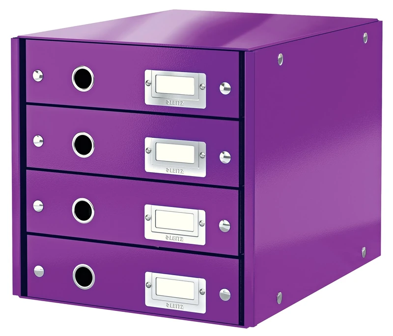 Leitz Drawer Cabinet, 4 Drawers, A4, Click and Store Range 60490062 - Purple
