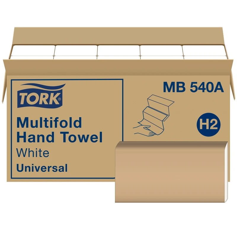 Tork Universal Multifold Paper Towel H2, 3-Panel Hand Towel MB540A, 100% Recycled Fibers, 1-Ply, White - 16 x 250 Sheets