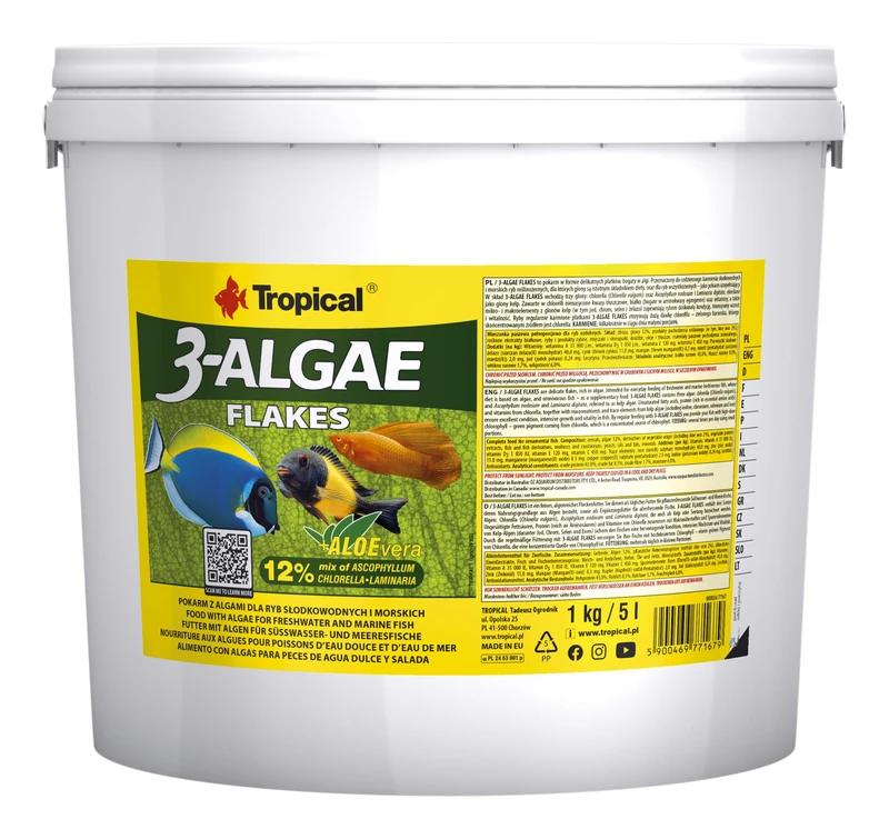 Tropical 3-ALGAE FLAKES 1kg - Algae Food for Freshwater & Marine