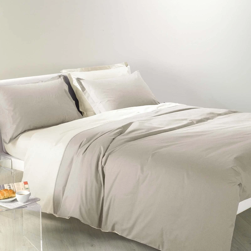 Caleffi - Two-color Plain Square and Half Sand Duvet Cover Set