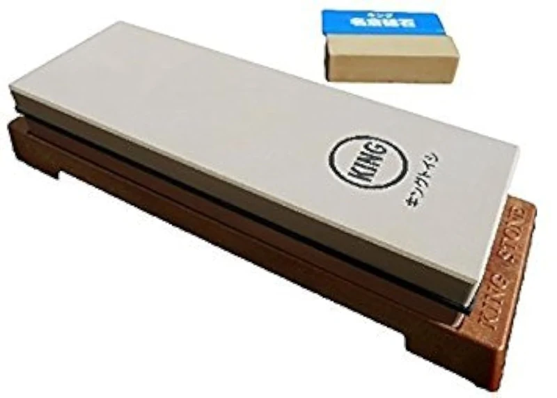 King Japanese Grit 1000/6000 Combination Sharpening Stone and King #8000 Nagura Stone Bundle - Cream White