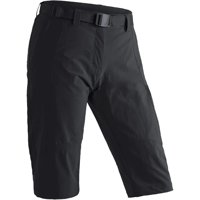 maier sports Kluane, Women's Short Hiking Trousers, Water-Repellent Outdoor Trousers for Trekking and Hiking, PFC-Free, mSTRETCH pro 4 & dryprotec Black