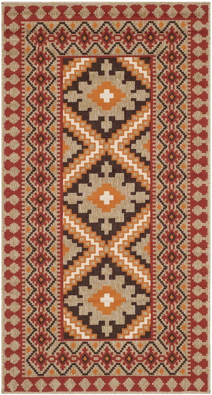 Safavieh Bold & Bright Indoor Woven Rectangle Area Rug, Veranda Collection, VER099, in Red / Natural, 122 X 170 cm for Living Room, Bedroom or Any Indoor Space