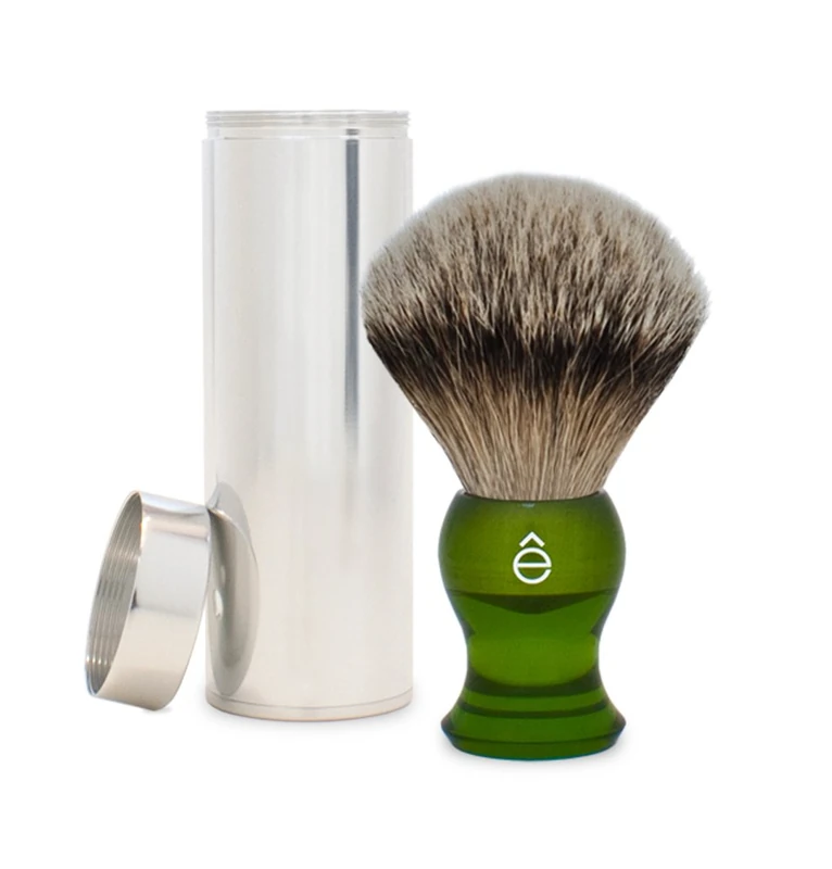 êShave Silvertip Badger Hair Travel Shaving Brush, Green