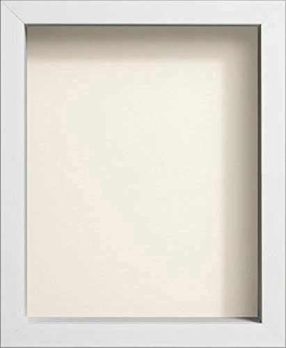 Radcliffe White Wooden Deep 3D Box Frame 24x20 inch, Ivory Backing Board * Choice of Sizes* Fitted with Perspex