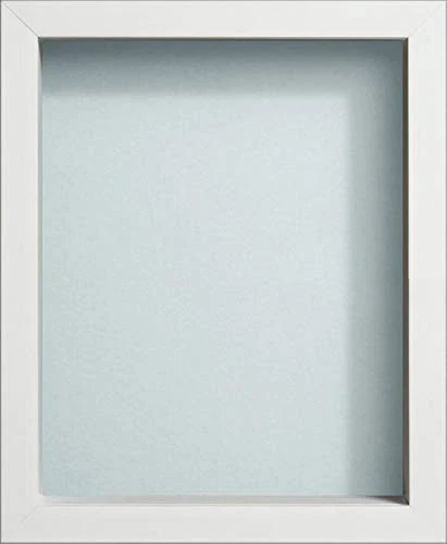 Radcliffe White Wooden Deep 3D Box Frame 24x20 inch, Light Blue Backing Board * Choice of Sizes* Fitted with Perspex